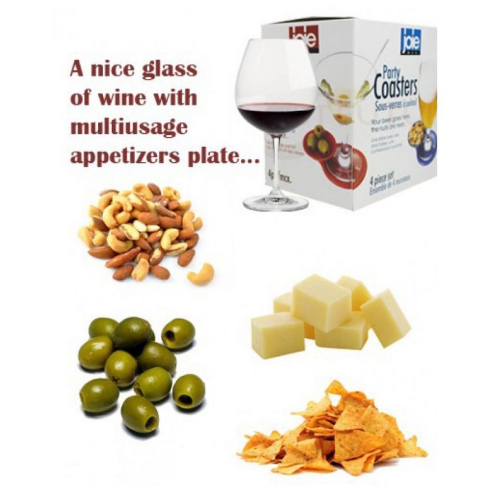 4 PCS Party Coasters with Multi-usage Appetizers Plate